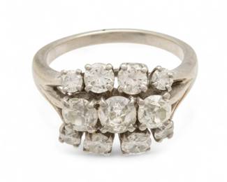 Lot 49
Diamond Cluster Ring, 14k White Gold 1930, Size 7.75 6 g