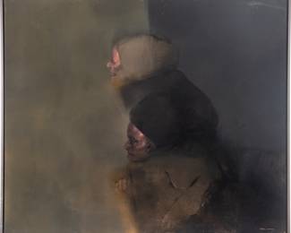 Lot 1019
Rafael Coronel (Mexican, 1931-2019) Oil on Canvas, 1965, 'Paseo', H 39.5" W 47.5" Frame Size: H 40.5" W 48.5"