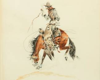 Lot 4030
George Bourke (Irish-American, 1858-1930) Watercolor on Paper, Ca. 1899, 'A Quiet Smoke in the Wild West'