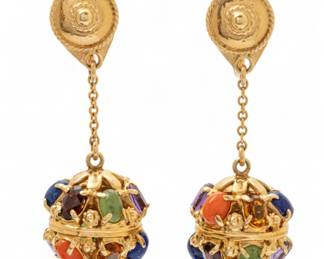 Lot 53
14k Gold Earrings , Ball Drop Style, Match Above 1950, 15 g 1 PAIR