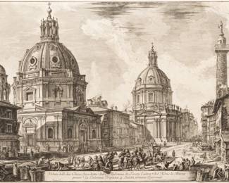 Lot 1062
Francesco Piranesi (Italian, 1758-1810) Etching on Watermarked Laid Paper, 'S. Saria Di Loreto And Santissimo Nmoe Di Maria', H 17" W 27.25"