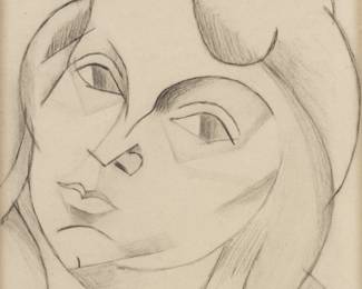 Lot 1034
André Lhote (French, 1885-1962) Graphite on Paper, Ca. 1940, 'Portrait De Femme (Cubist)', H 10" W 8" Frame Size: H 18" W 16"