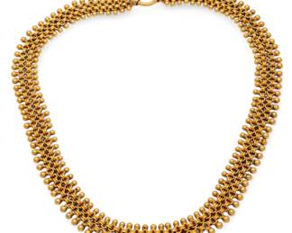 Lot 34
British 15K Yellow Gold Bead Necklace L 18" 43 g