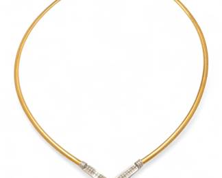 Lot 32
Italian 18K Yellow And White Gold with Diamond Necklace L 20" 42 g