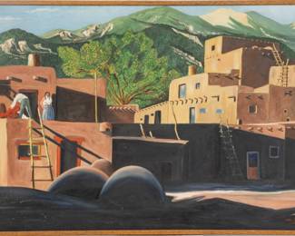 Lot 1069
Charles Di Gioia (Italian) Oil on Canvas 1/13/1957, H 36" W 57" Frame Size: H 36.5" W 57.5"
