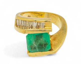 Lot 26
18Kt Yellow Gold, Emerald (3.00cts) And Diamond (1.12cts) Ring Size 7 16 g 1 PC
