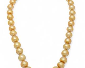 Lot 44
South Seas Pearl (9 - 11mm) And 14k Yellow Gold And Diamond Clasp Necklace L 16" 73 g