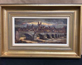 Welcome To The Netherlands St. Servatois Bridge Signed And Framed Painting