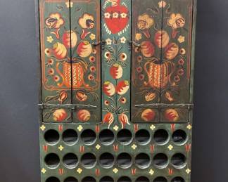 005 Gorgeous Hand Painted Botelleros Wine Rack Cabinet