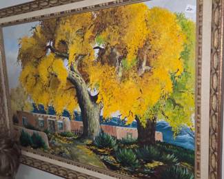 Vintage MCM framed oil painting