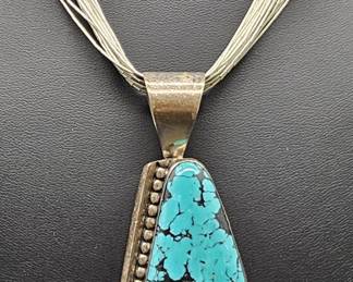 925 Silver Turquoise Necklace. 45.27 grams