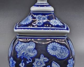 Bombay Company Blue Floral Porcelain Box & Lid