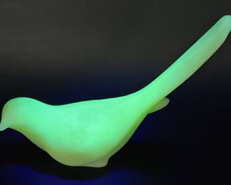 Vintage Fenton Green Uranium Bird Figurine
