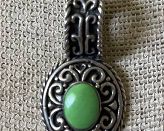 Sterling Silver and Green Turquoise Necklace