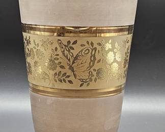 Glass Vase w/ Gold Encrusted Butterflies & Flowers