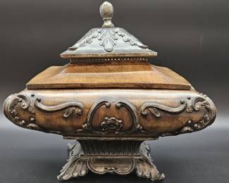 Decorative Brown Wooden Box w/ Lid
