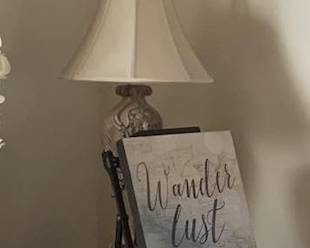 Lamp, art, paint easle, paint supplies