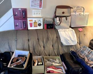 Designer Purses. Gucci, Valentino, Micheal Kors, Ralph Lauren, Burberry, Leather goods. Micheak Kors shoes and sandles. New signer sandles. Armani fragrances