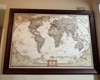 World map with pins