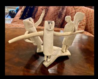 Luke Anowtalik, Arviat, Eskimo Point, 1932 - 2006, "People", Caribou Antler Sculpture