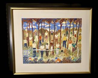 Peter Colfs, Belgian, 1906-1983, "Cycling Event" Watercolor on Paper
