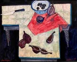 David Horton, BFA and MFA from LSU, Professor Emeritus LSU, Original Mixed Media on Paperboard, “Fruta de Espana” circa late 1980’s