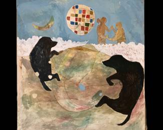 Katie Knoeringer, American, 20th Century, Cerulean Arts Gallery, Painted Paper Collage on Canvas