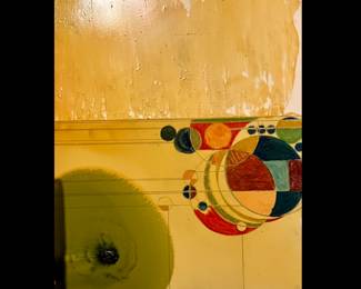 Drake Labry, Louisiana, California, 20th Century, BA from LSU, “Frank Lloyd Wright and Drake”, mixed media on canvas, represented by Martine Chaisson Gallery, New Orleans 