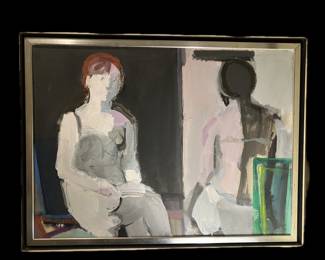 Erwin Lachman, German, American, 1923-2009, "Mirror Figure", oil on canvas
