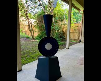 Aaron Hussey, American, Louisiana, MFA from LSU, outdoor sculpture, mockup for a proposal for a train station sculpture, painted welded steel