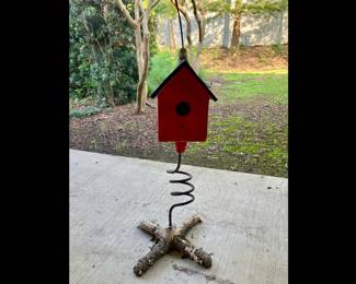 W. Steve Rucker, American, Tennessee, Louisiana, born 1954, Professor Emeritus of Ceramics, Loyola University, formerly represented by Arthur Roger Gallery, "Birdhouse", hand painted and glazed ceramic sculpture with steel