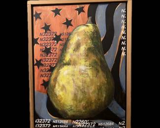 Ross Jahnke, MFA from LSU, Current Head of Art Department at Nicholls State University, "Pear", circa 1998, Acrylic on Board