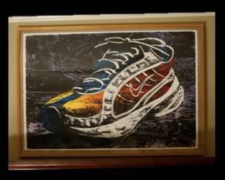 Ross Jahnke, MFA from LSU, Current Head of Art Department at Nicholls State, "Running Shoe II", Screenprint, 1/16, Circa 2003