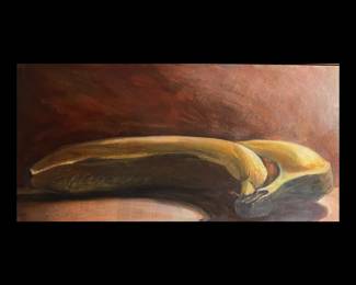 Ross Jahnke, MFA from LSU, Current Head of Art Department at Nicholls State, "Sleeping Bananas" acrylic on wood