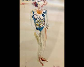 Monumental (almost 72" high) watercolor by Baton Rouge artist Ken Heard, never hung, unframed