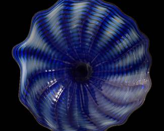 Mouth blown and hand formed Venetian style glass wall disk by an unknown artist
