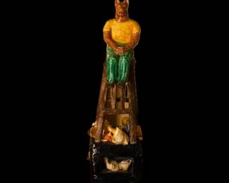 Debbie Kupinsky, BFA, Kansas City Art Institute, MFA, LSU, "Life Guard", glazed hand built ceramic sculpture