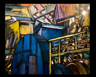 Masha Barkemeyer, Louisiana, Baton Rouge, 20th Century, “Inside the Sugar Mill”, acrylic on paper