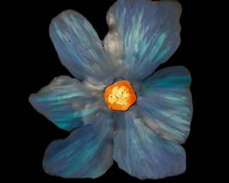 Pat Juneau, Louisiana, 20th Century, "Blue Flower", Mixed Media Metal Sculpture
