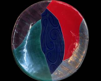 Scott Causey, American Mississippi, BFA, Ringling School, Sarasota, Florida, Monumental Ceramic Platter, Broken Purposefully, Individually Decorated, Gazed, and Fired, then Reassembled.