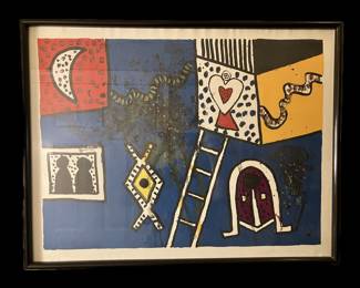 Alan Davie, Scottish, 1920 - 2014, "Fox Watch Series - Blue", Lithograph in Colors, circa 1970, Provenance: Gift from Peter Gimpel, Esq., Gimpel Fils Art Gallery, London