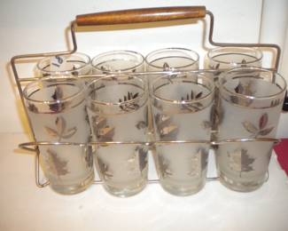 Vintage glassware and caddy