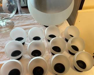 Vintage 1960’s Berkeley House Italy Hand Blown Bunch Bowl Set