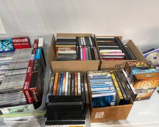 CD’s, DVD’s books galore