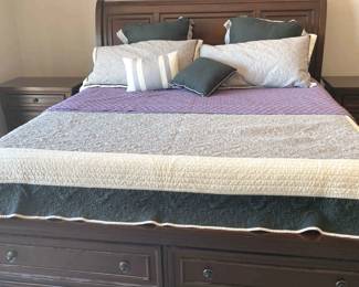 King Size Bed, Nightstands Bedding Pull Out Storage
