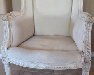 Ornately Carved Elegant Wingbacked Chair