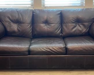 Faux Brown Leather Sleeper Sofa