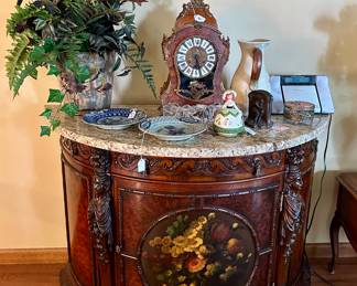 Marble top, painted Demi-Lune