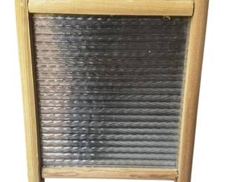 Vintage Glass Wooden Washboard