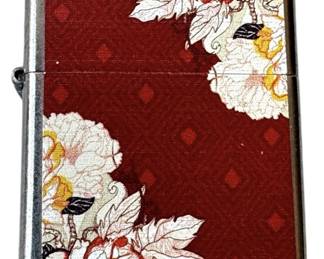 Vintage Red Floral Zippo Lighter